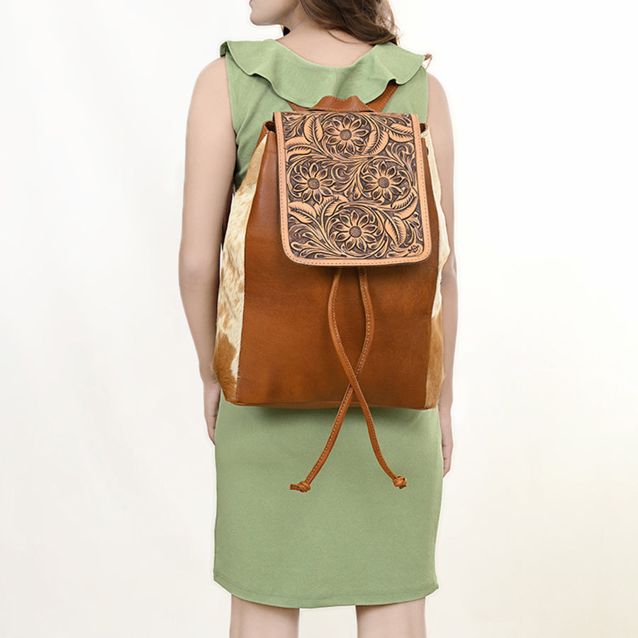 American Darling Backpack Bag Handcrafted Hair-On Cowhide Genuine Leather Braided Western Travel Pack