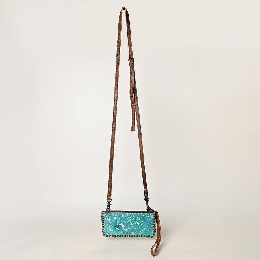 American Darling Wallet Bag Braided Hair-On Cowhide Leather Crossbody Purse Well-compartmentalized with YKK Zipper