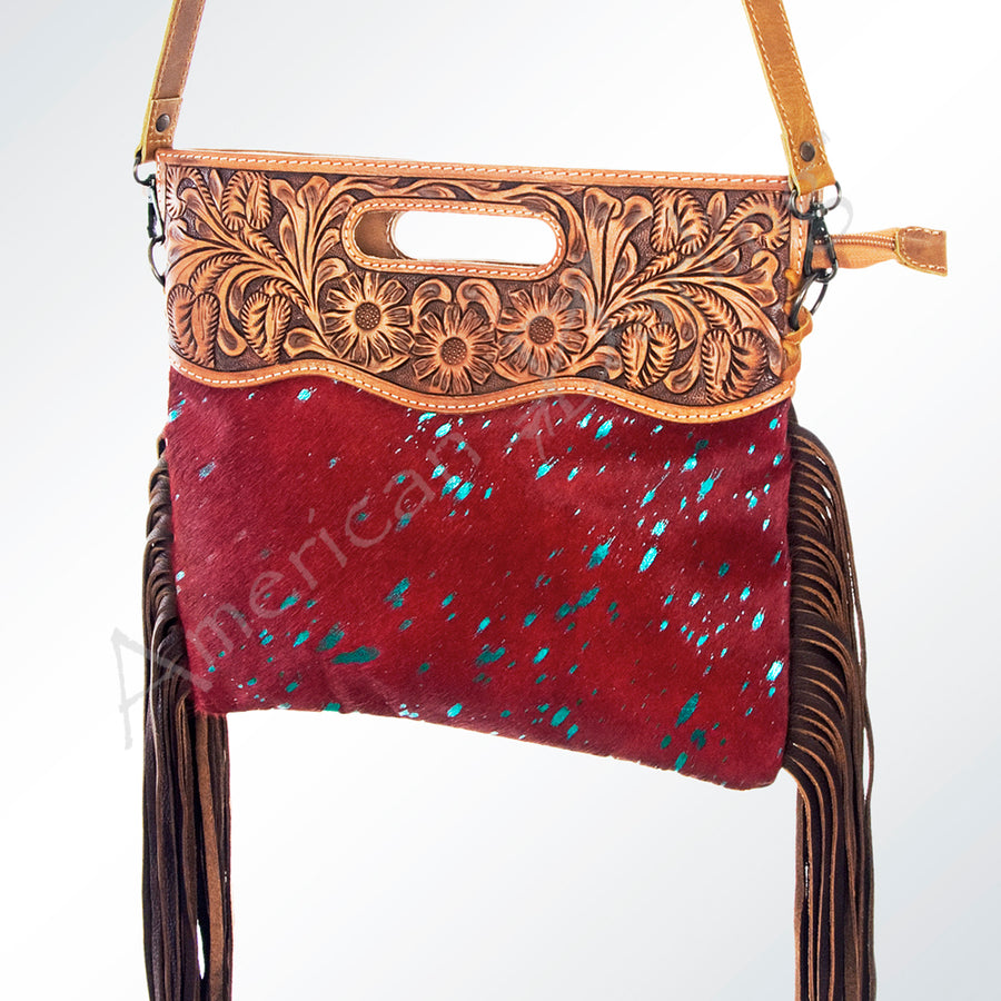 American Darling Clutch Hand Tooled Hair on Genuine Leather Western Women Bag Handbag Purse | Purses for Cute - Uhorse