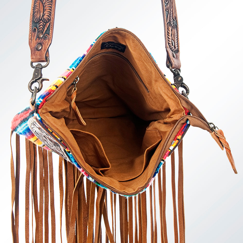 American Darling Large Crossbody Hand Tooled Saddle Blanket Genuine Leather Western Women Bag Handbag Purse | for Cute