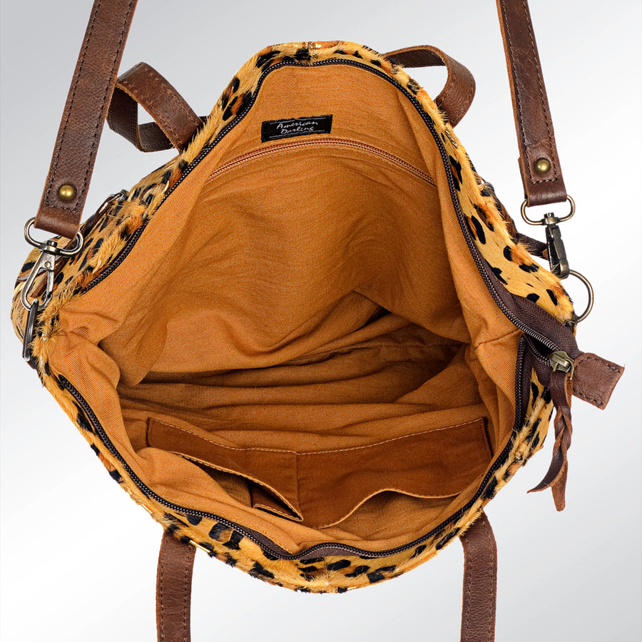 American Darling Hair-on Cowhide Tote Bag – Genuine Leather Western Handbag Adjustable Strap