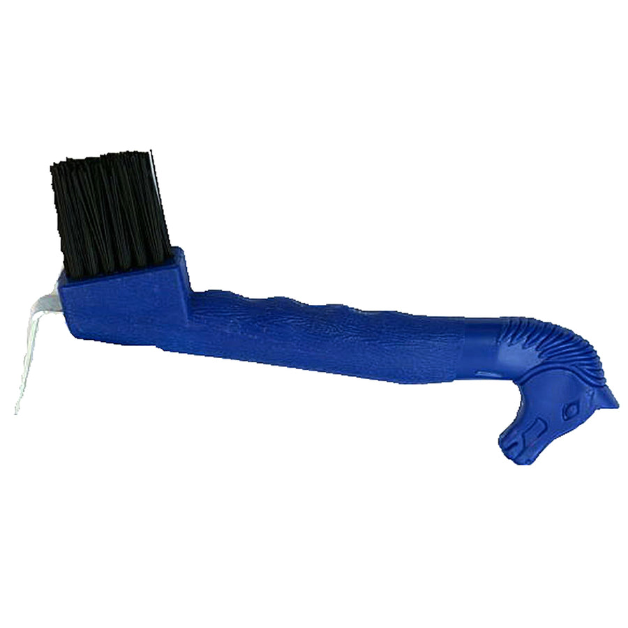 Blue nylon horse grooming brush with black bristles - Uhorse