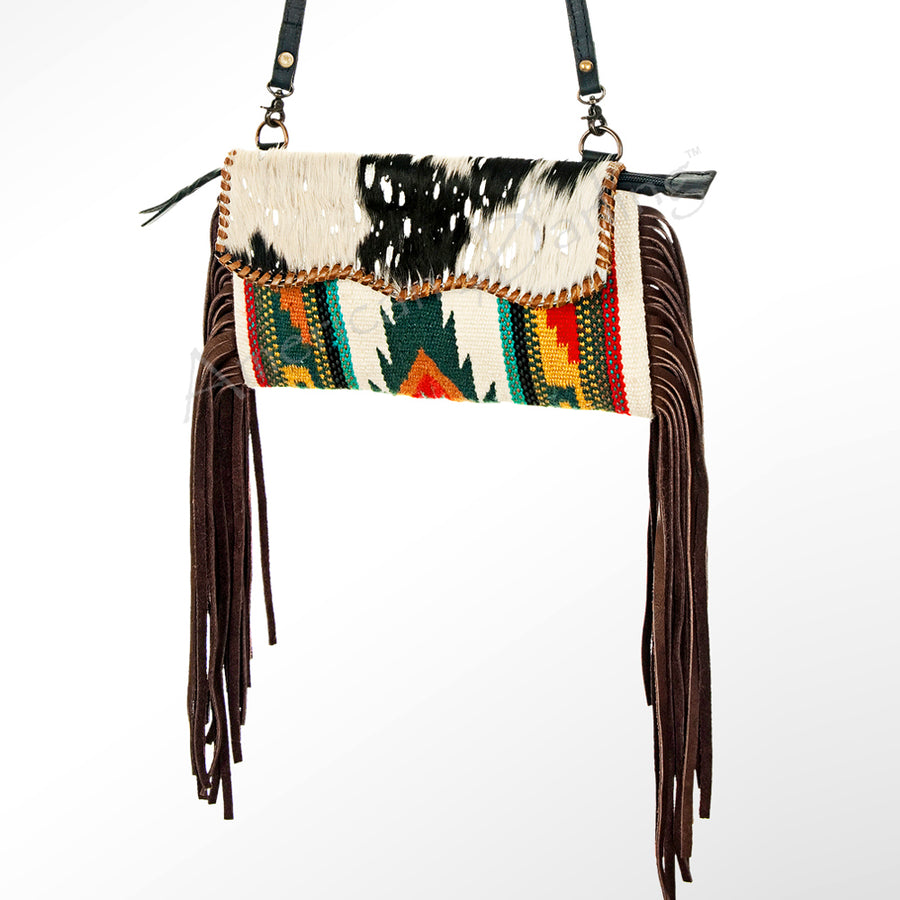 American Darling Western Leather Wristlet Bag with Hand Woven Saddle Blanket - Uhorse