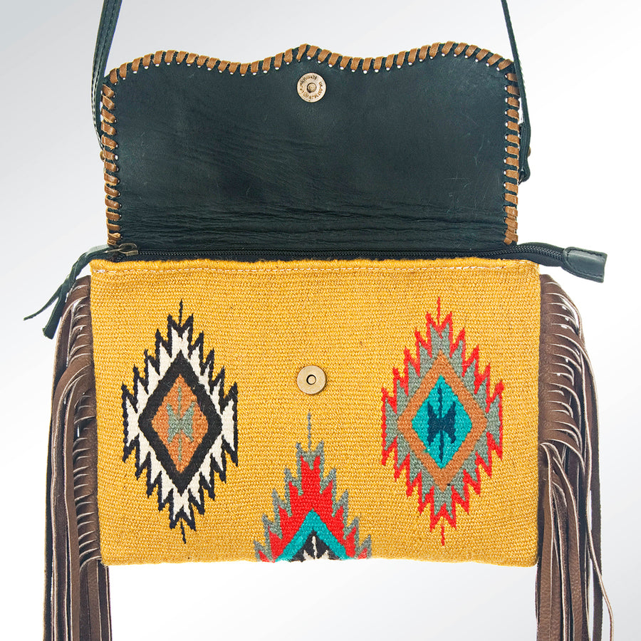 American Darling CrossBody Bag Saddle Blanket Fabric Genuine Leather Western Women Handbag Purse | for Cute Travel