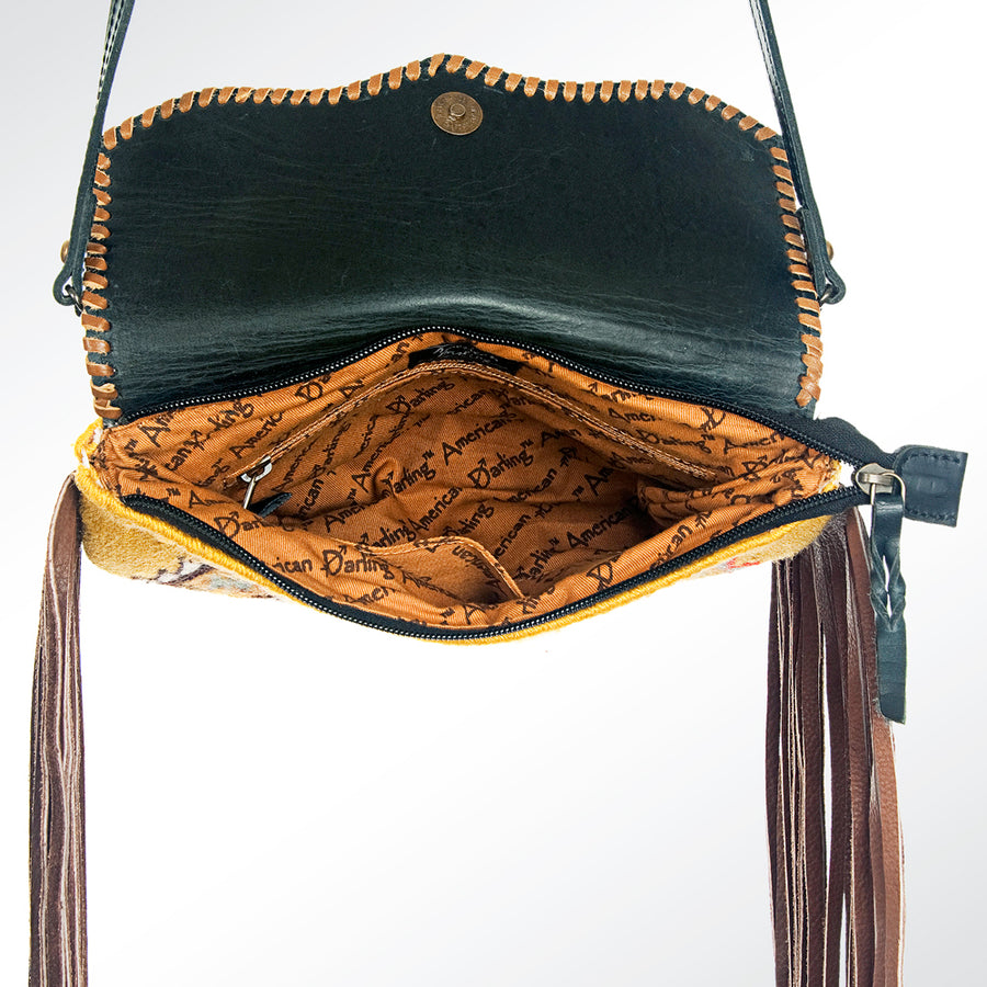 American Darling CrossBody Bag Saddle Blanket Fabric Genuine Leather Western Women Handbag Purse | for Cute Travel