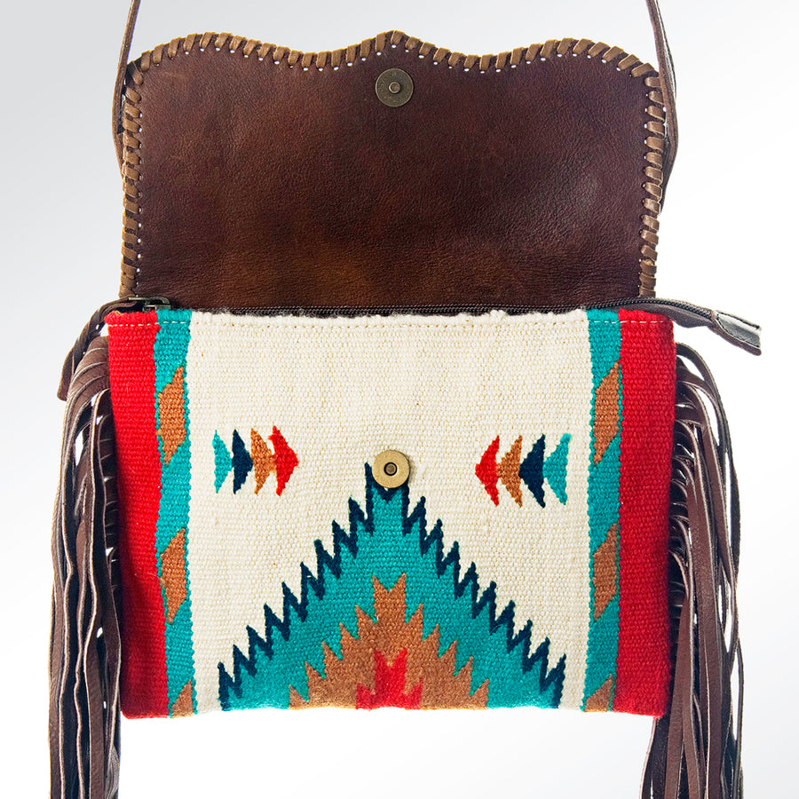 American Darling CrossBody Bag Saddle Blanket Fabric Genuine Leather Western Women Handbag Purse | for Cute Travel
