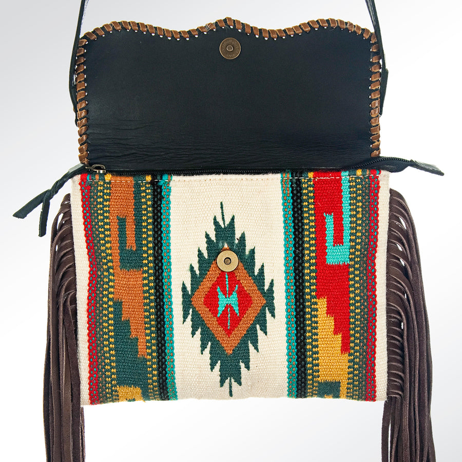 American Darling CrossBody Bag Saddle Blanket Fabric Genuine Leather Western Women Handbag Purse | for Cute Travel