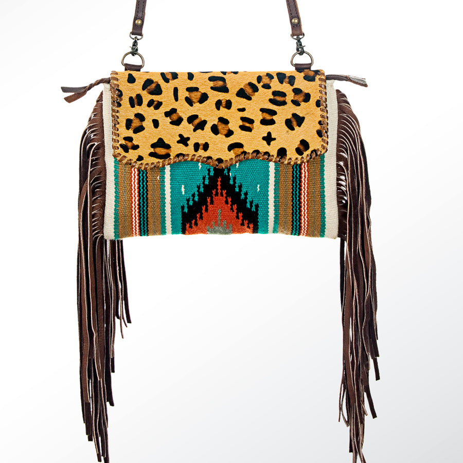 American Darling CrossBody Bag Saddle Blanket Fabric Genuine Leather Western Women Handbag Purse | for Cute Travel