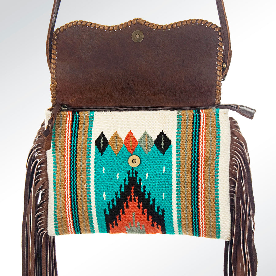 American Darling CrossBody Bag Saddle Blanket Fabric Genuine Leather Western Women Handbag Purse | for Cute Travel