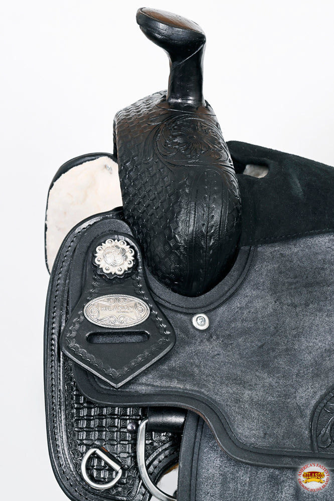 HILASON Western Horse Ranch Roping Roper American Leather Saddle Black