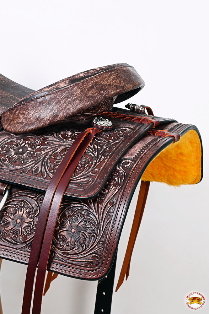 16 In HILASON Horse Cutting Cutter Trail Pleasure American Leather Saddle