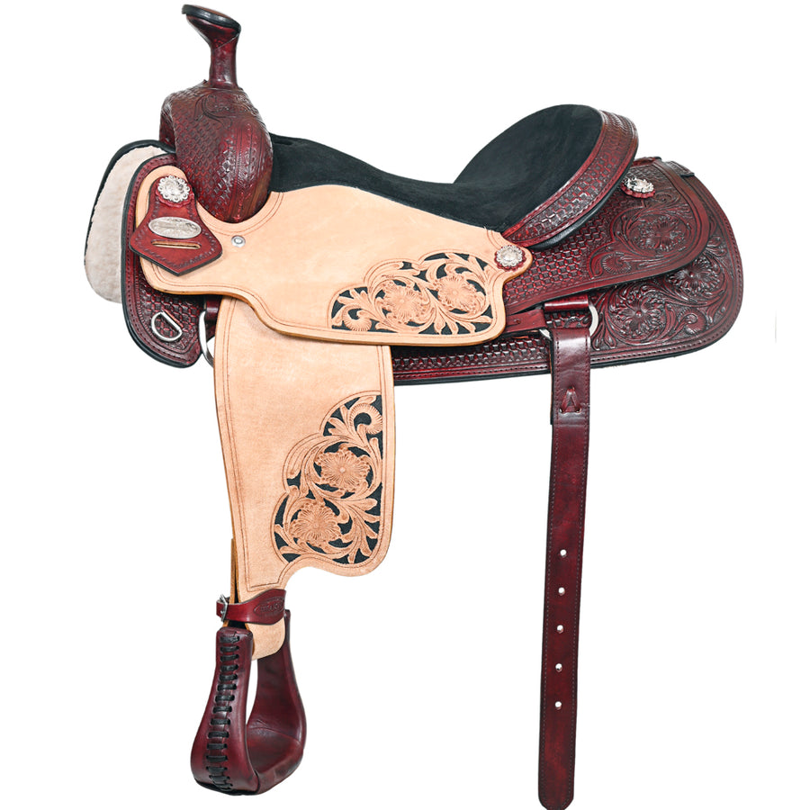 15 In HILASON Western Horse Ranch Roping Roper American Leather Saddle - Uhorse