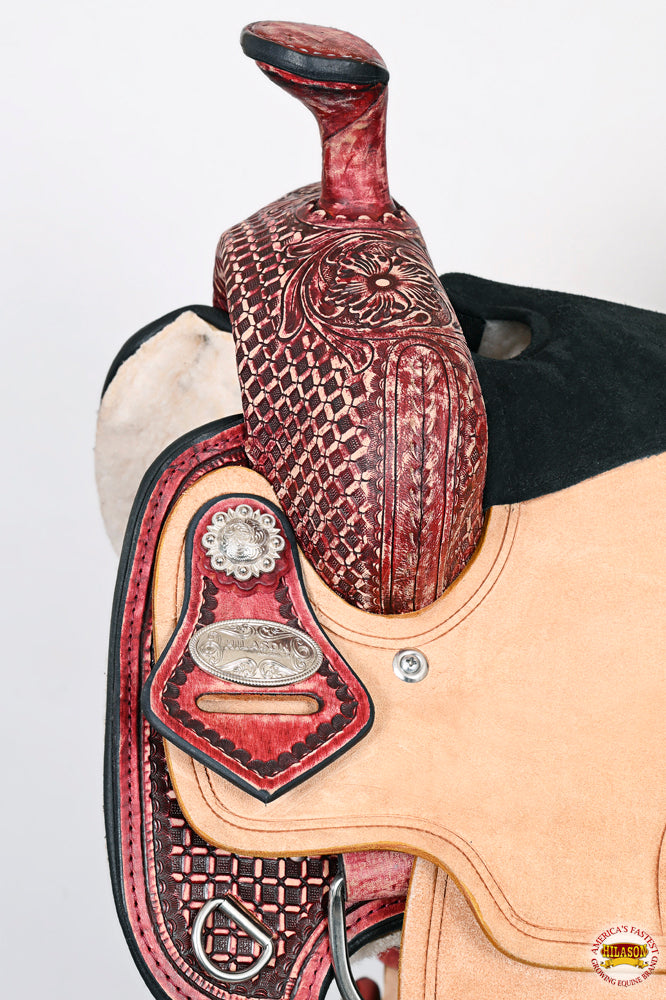 HILASON Western Horse Ranch Roping Roper American Leather Saddle Mahogany