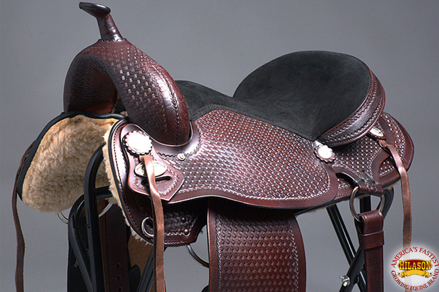 Hilason Flex Tree Western Horse Saddle American Leather Barrel Trail & Pleasure Brown