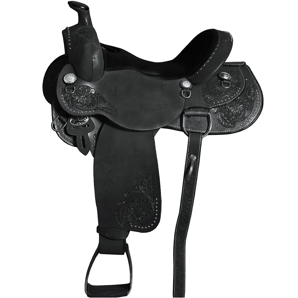Hilason Western Horse Ranch Roping American Leather Saddle Black