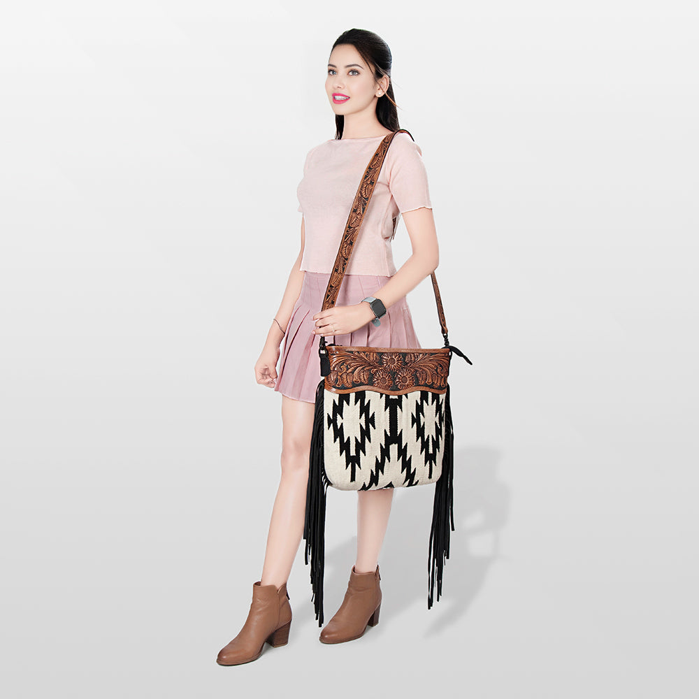 American Darling Signature Crossbody Hand Tooled Saddle Blanket Genuine Leather Western Women Bag Handbag Purse | for Cute