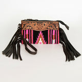 American Darling Clutch Hand Tooled Saddle Blanket Fabric Genuine Leather Western Women Bag Handbag Purse | Purses for Cute