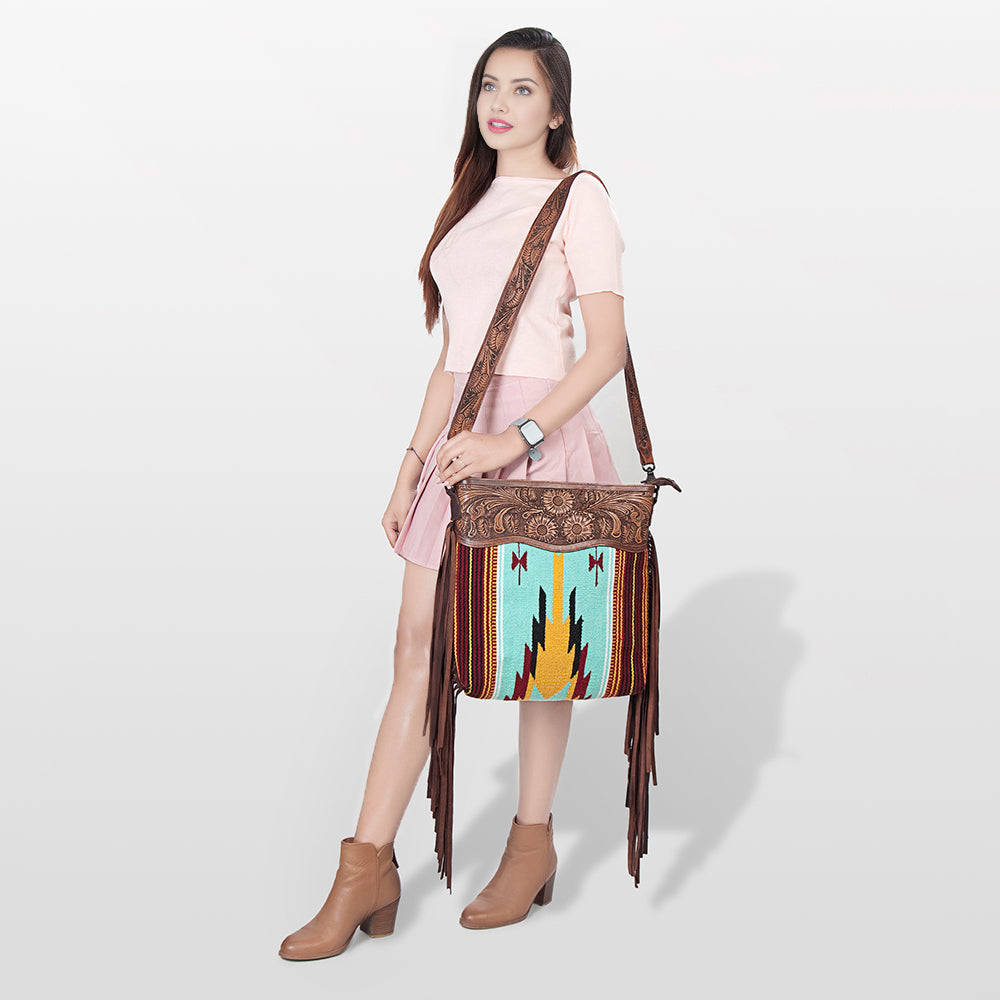 American Darling Signature Crossbody Hand Tooled Saddle Blanket Genuine Leather Western Women Bag Handbag Purse | for Cute