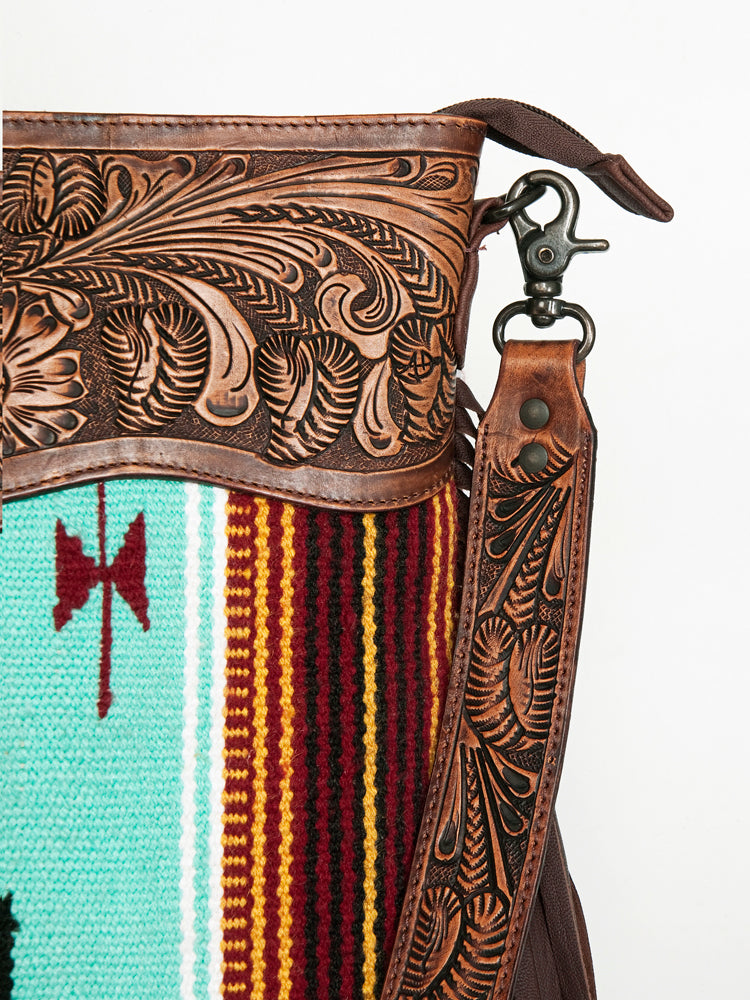 American Darling Signature Crossbody Hand Tooled Saddle Blanket Genuine Leather Western Women Bag Handbag Purse | for Cute