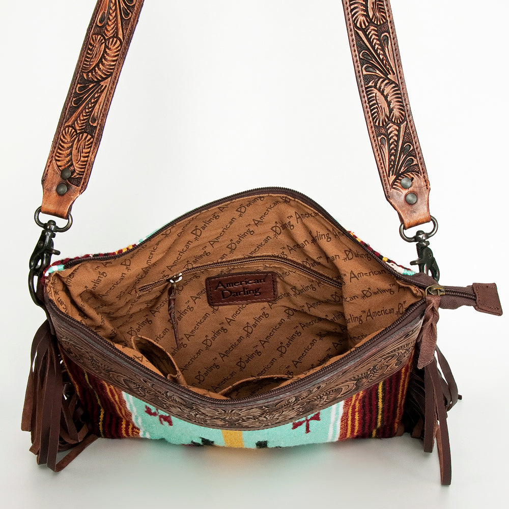 American Darling Signature Crossbody Hand Tooled Saddle Blanket Genuine Leather Western Women Bag Handbag Purse | for Cute
