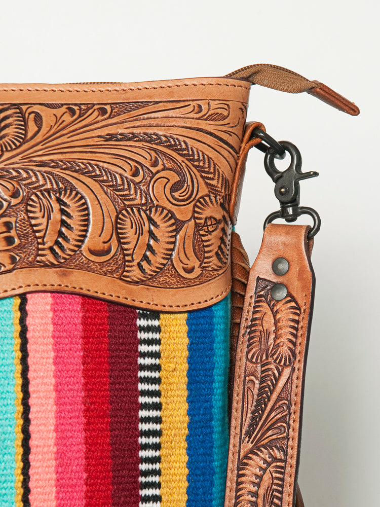 American Darling Cross Body Saddle Blanket Hand Tooled Genuine Leather Western Women Bag Handbag Purse Travel Bags College