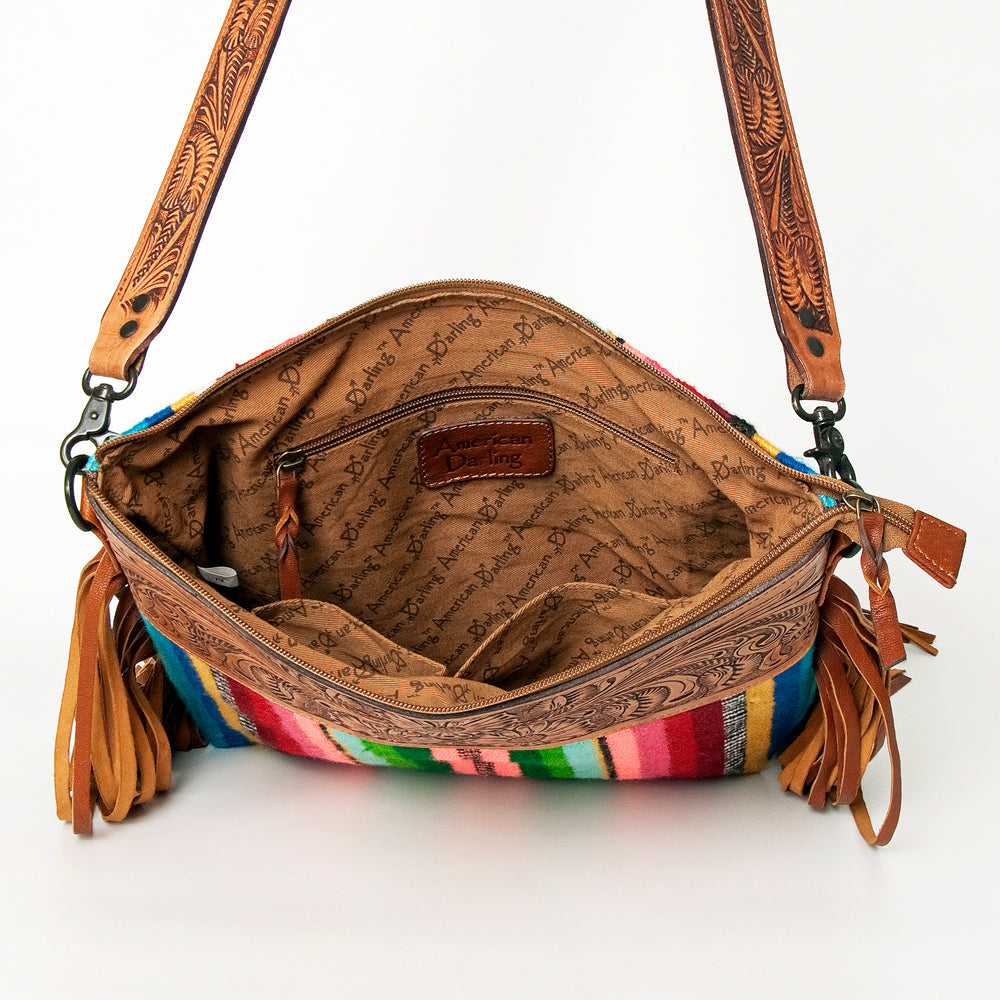 American Darling Cross Body Saddle Blanket Hand Tooled Genuine Leather Western Women Bag Handbag Purse Travel Bags College