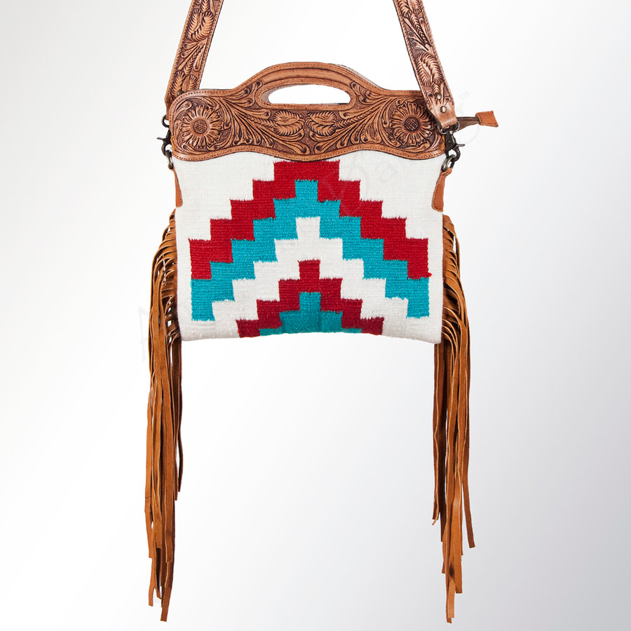 American Darling Clutch Hand Tooled Saddle Blanket Fabric Genuine Leather Western Women Bag Handbag Purse | Purses for Cute