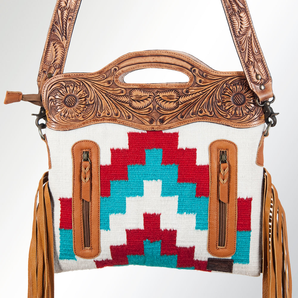 American Darling Clutch Hand Tooled Saddle Blanket Fabric Genuine Leather Western Women Bag Handbag Purse | Purses for Cute