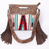 American Darling Clutch Hand Tooled Saddle Blanket Fabric Genuine Leather Western Women Bag Handbag Purse | Purses for Cute