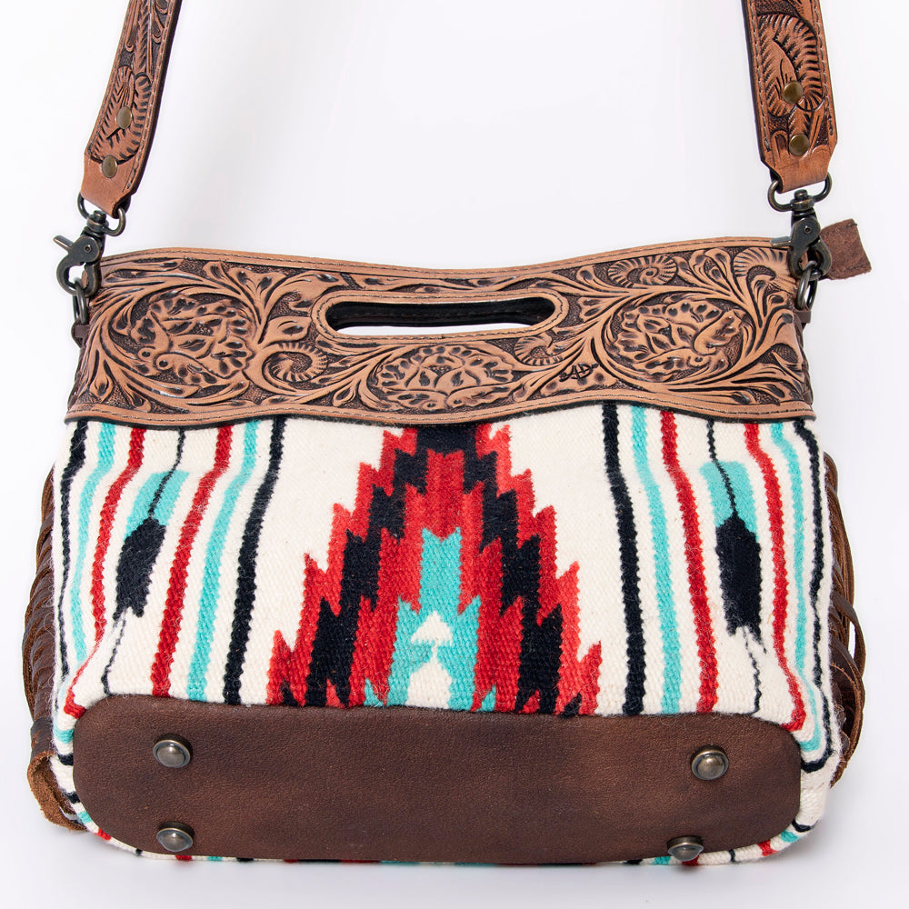 American Darling Clutch Hand Tooled Saddle Blanket Fabric Genuine Leather Western Women Bag Handbag Purse | Purses for Cute