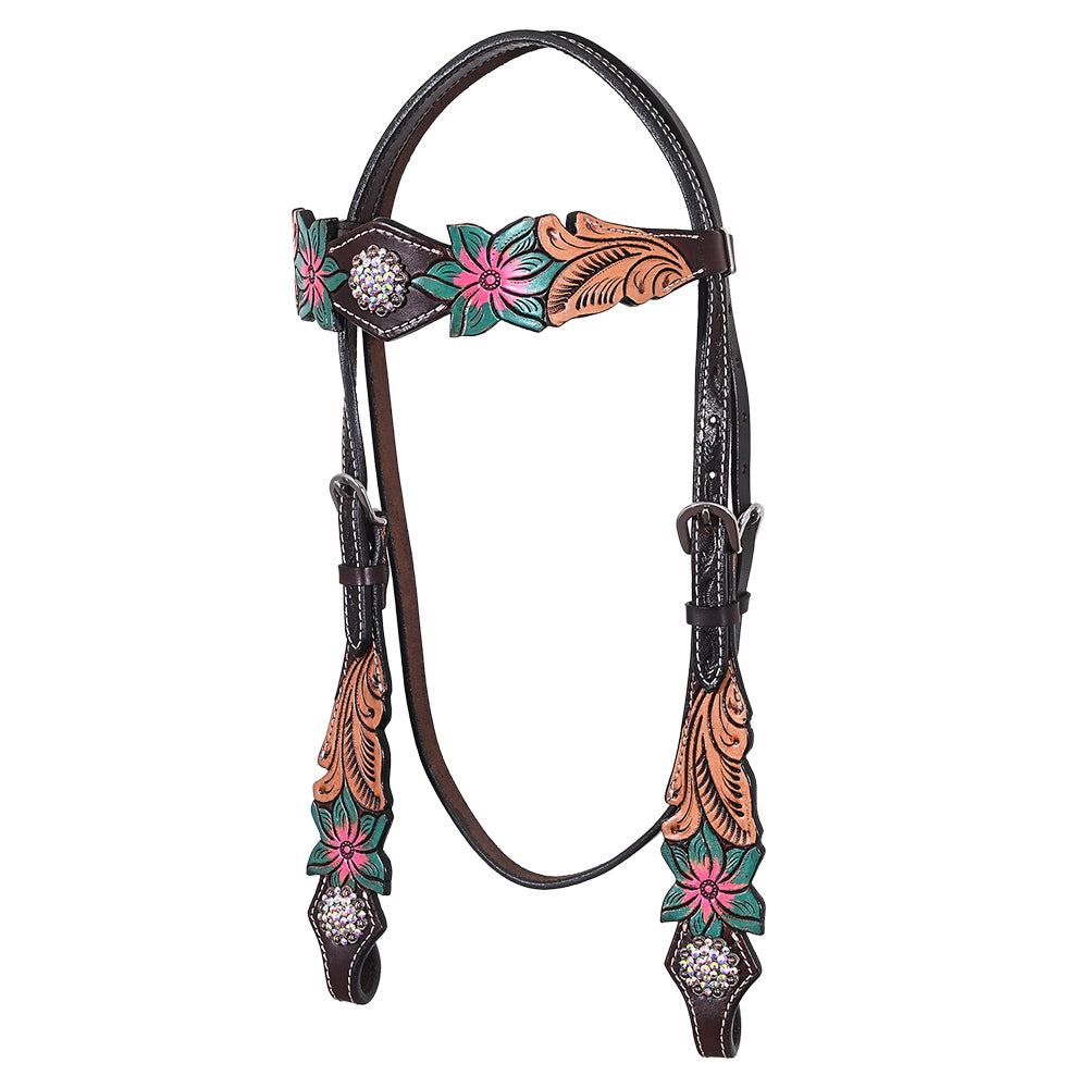 HILASON Western Horse Headstall Breast Collar Set American Leather Floral