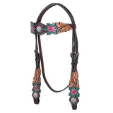 HILASON Western Horse Headstall Breast Collar Set American Leather Floral