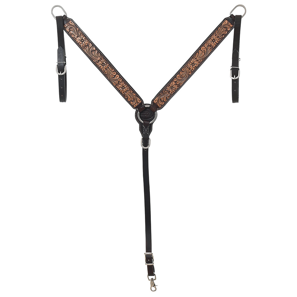 HILASON Western Horse Headstall Breast Collar Wither Strap Set American Leather Floral