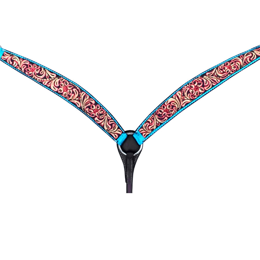 HILASON Western Horse Breast Collar American Leather Floral - Uhorse