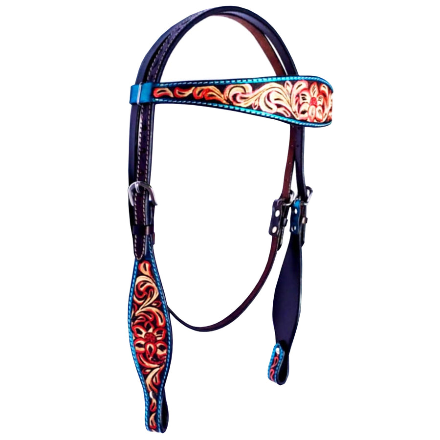 HILASON Western Horse Headstall Breast Collar Set American Leather Floral | Tack for Horses