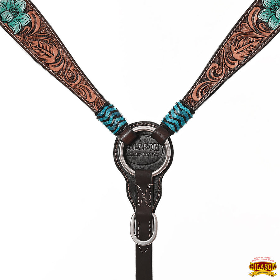 HILASON Western Horse Headstall Breast Collar Set American Leather Dark Brown | Tack for Horses