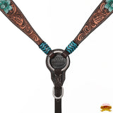 HILASON Western Horse Headstall Breast Collar Set American Leather FloralTan Dark Brown