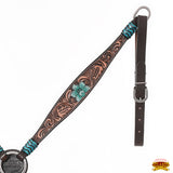 HILASON Western Horse Headstall Breast Collar Set American Leather FloralTan Dark Brown