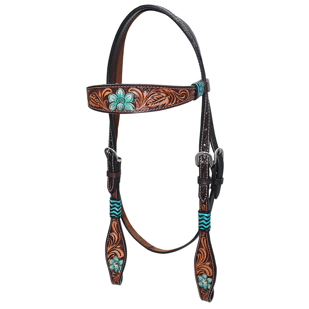 HILASON Western Horse Headstall Breast Collar Set American Leather FloralTan Dark Brown