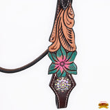 HILASON Western Horse Headstall Breast Collar Set American Leather Floral
