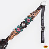 HILASON Western Horse Headstall Breast Collar Set American Leather Floral