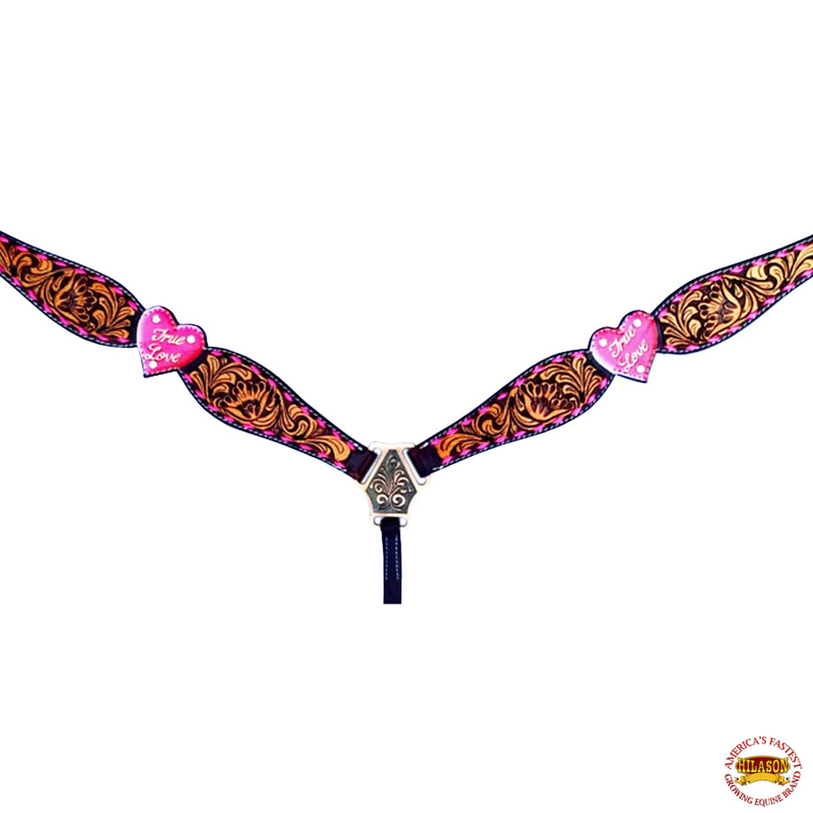 HILASON Western Horse Headstall Breast Collar Set American Leather Floral | Tack for Horses