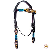 HILASON Western Horse Headstall Breast CollarAmerican Leather Leopard | Leather Headstall | Leather Breast Collar | Tack Set for Horses
