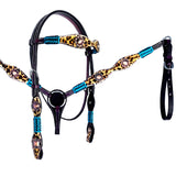 HILASON Western Horse Headstall Breast CollarAmerican Leather Leopard | Leather Headstall | Leather Breast Collar | Tack Set for Horses