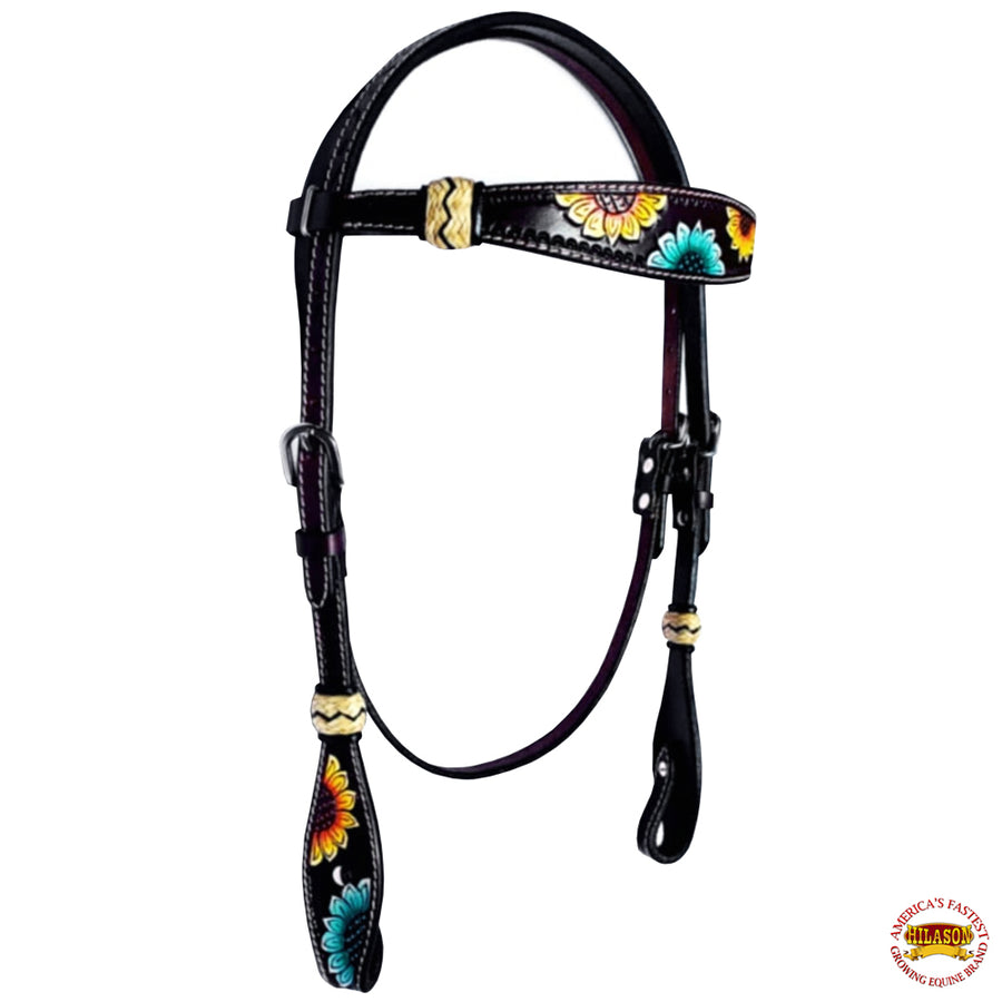 HILASON Western Horse Headstall & Breast Collar American Leather Floral Carving