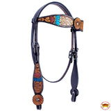 HILASON Western Horse Headstall Breast Collar Set American Leather Tan