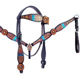 HILASON Western Horse Headstall Breast Collar Set American Leather Tan