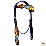 HILASON Western Horse Headstall Breast Collar Set American Leather Tan