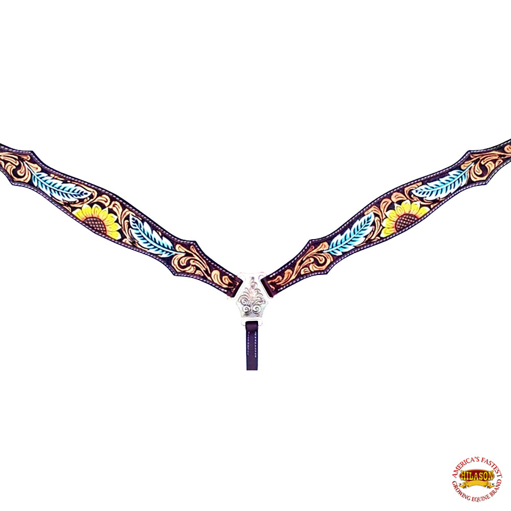 HILASON Western Horse Headstall Breast Collar Set American Leather Tan