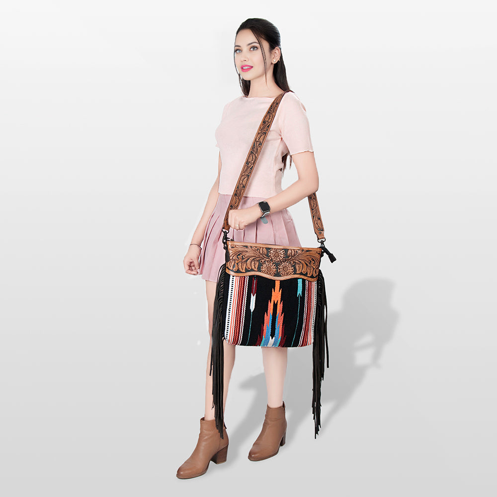 American Darling Signature Crossbody Hand Tooled Saddle Blanket Genuine Leather Western Women Bag Handbag Purse | for Cute